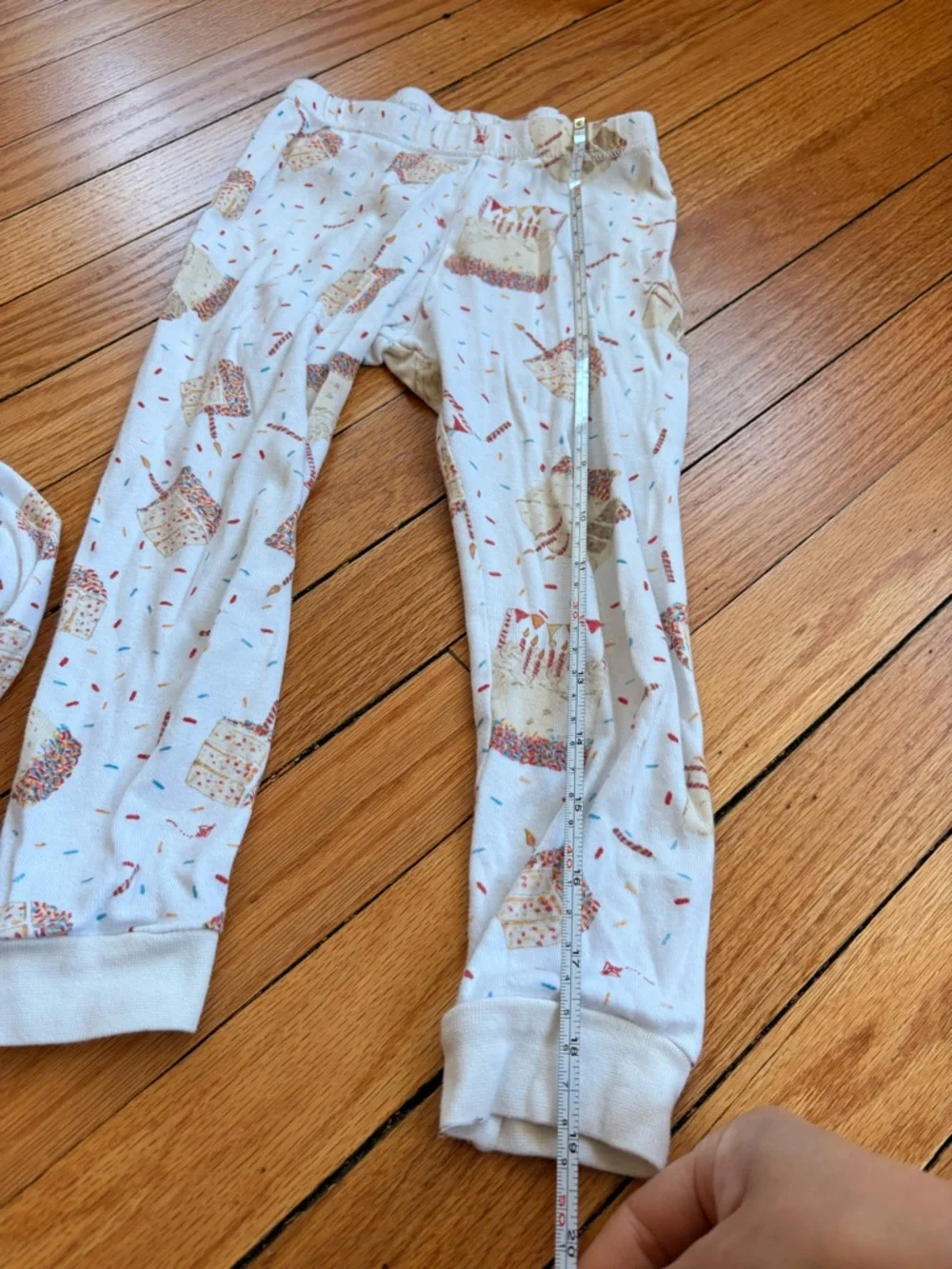 Burt’s Bees Kids Cream Birthday Cake Pajama Set with Pink and Gold Cake Print